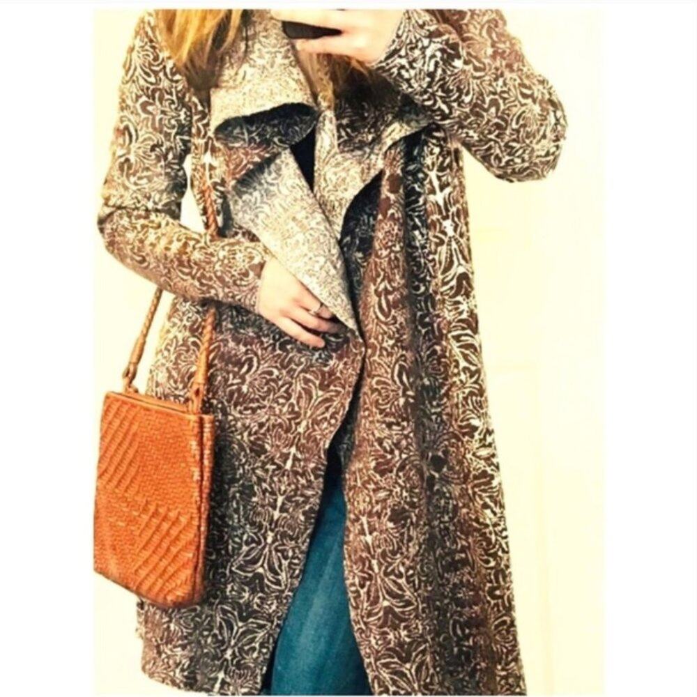 Knox Rose Jacquard Brown Duster Cardigan Size XL Long Sleeve Medium weight Ombre